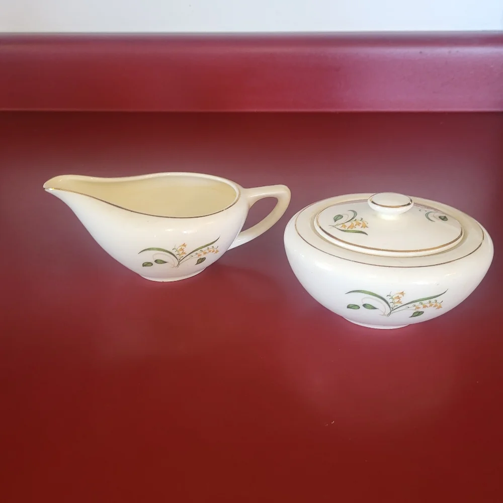 Vintage Forsythia Cream and Sugar Set